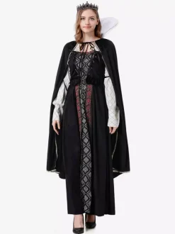 Halloween Black Retro Cloak Dress Set Holidays Costumes