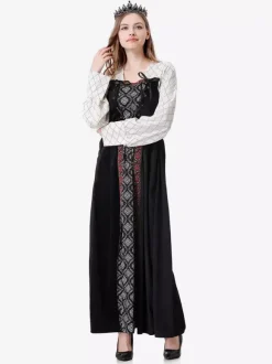 Halloween Black Retro Cloak Dress Set Holidays Costumes