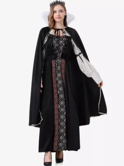 Halloween Black Retro Cloak Dress Set Holidays Costumes