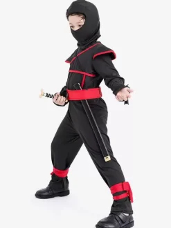Halloween Carnival Costumes For Kids Black Ninja Kid Jumpsuit 3 Piece Set
