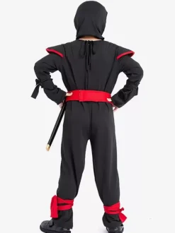 Halloween Carnival Costumes For Kids Black Ninja Kid Jumpsuit 3 Piece Set