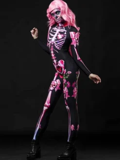 Halloween Carnival Costume Skeleton Zentai Jumpsuit Carnival Outfit