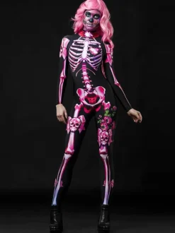 Halloween Carnival Costume Skeleton Zentai Jumpsuit Carnival Outfit