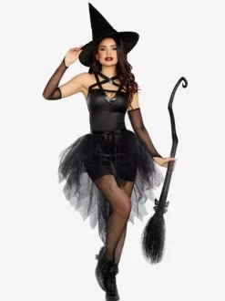 Halloween Carnival Sexy Witch Costume For Women Two Piece Set Mardi Gras Holiday Costumes