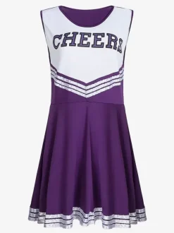 Halloween Cheerleaders Girl Costumes For Women Black Sexy Polyester Short Dress Holidays Costumes Full Set