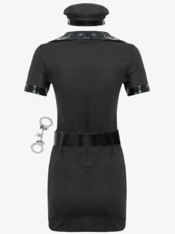 Halloween Corps Costume For Women Policewoman Hat Sash Handcuffs Dress 4-Piece Set Holiday Costume Full Set