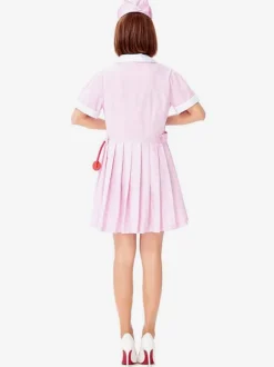 Halloween Costume For Adult Pink Nurse Polyester Holiday Costume Set