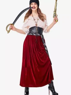 Halloween Costume Pirate Costumes Women's Burgundy Sash Headband Holidays Costumes