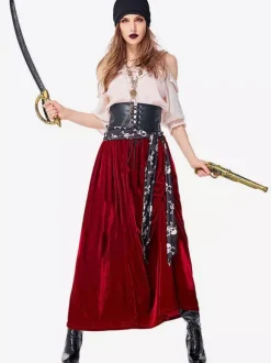 Halloween Costume Pirate Costumes Women's Burgundy Sash Headband Holidays Costumes