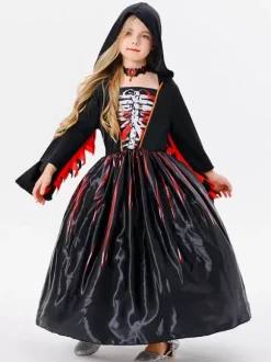 Halloween Costumes For Kids Black Halloween Set Kid's Polyester Dress Necklace