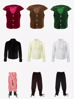 Halloween Costumes For Kids Coffee Brown Halloween Polyester Set Kid's Shirt Pants