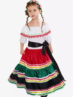 Halloween Costumes For Kids White Halloween Tunic Kid's Polyester Fiber Polyester Sash Dress
