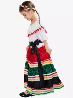 Halloween Costumes For Kids White Halloween Tunic Kid's Polyester Fiber Polyester Sash Dress