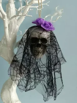 Halloween Decorations Red Polyester Fiber Rose Skull Scary Decorations