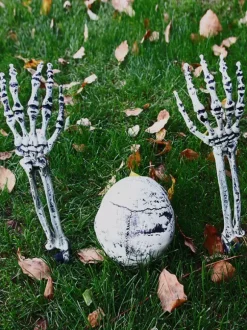 Halloween Decorations White Armwear Plastic Skull Skeleton Hands Props
