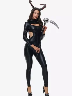 Halloween Devil Costumes Black Women Sexy Jumpsuit Set Holidays Costumes