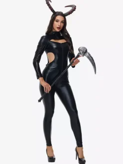 Halloween Devil Costumes Black Women Sexy Jumpsuit Set Holidays Costumes