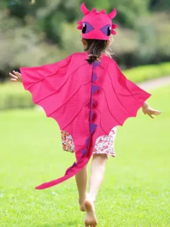 Halloween Dragon Cape Hood Set Kids Fantasy Costume With Spiky Tail Roleplay Outfit