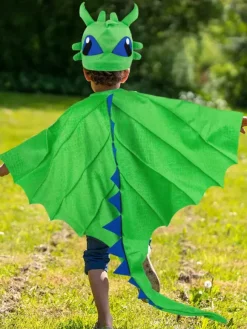 Halloween Dragon Cape Hood Set Kids Fantasy Costume With Spiky Tail Roleplay Outfit