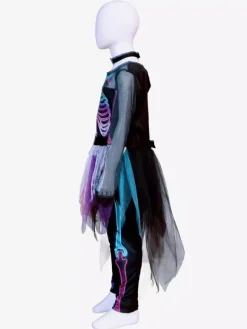 Halloween Girls' Skeleton Costume Bone Print Jumpsuit Cute Spooky Outfit