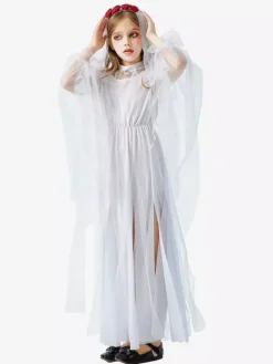 Halloween Gothic Ghost Bride Dress For Girls Vampire Witch Costume