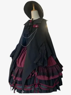 Halloween Gothic Lolita Dresses Rose Ruffles Black Black