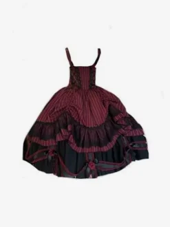 Halloween Gothic Lolita Dresses Rose Ruffles Black Black