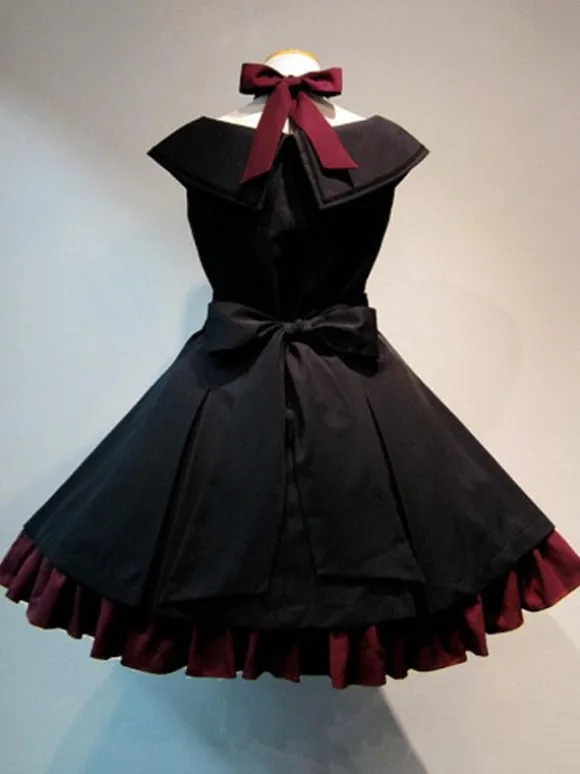 Halloween Gothic Lolita Dresses Ruffles Black