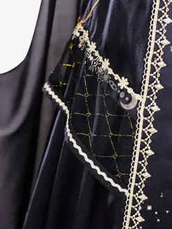 Halloween Gothic Lolita Outfits Black Gold Patchwork Short Sleeveless Dress