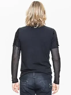 Halloween Gothic Men's Punk Rock Style Slim Fit Top Sheer T-shirt