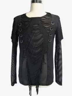 Halloween Gothic Men's Punk Rock Style Slim Fit Top Sheer T-shirt