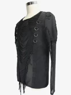 Halloween Gothic Men's Punk Rock Style Slim Fit Top Sheer T-shirt
