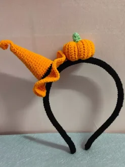 Halloween Handmade Crochet Pumpkin Hat Headband Orange Beanie Cute Hair Accessory For Girls
