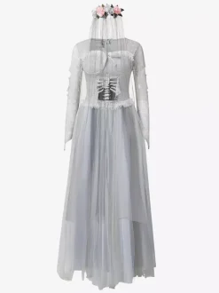 Halloween Haunted Ghost Bride Costume Victorian Wedding Dress For Zombie Halloween Party And Theatre Performance