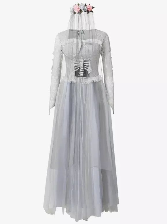 Halloween Haunted Ghost Bride Costume Victorian Wedding Dress For Zombie Halloween Party And Theatre Performance