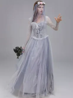 Halloween Haunted Ghost Bride Costume Victorian Wedding Dress For Zombie Halloween Party And Theatre Performance