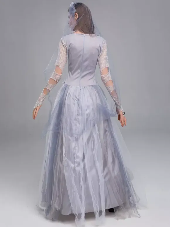 Halloween Haunted Ghost Bride Costume Victorian Wedding Dress For Zombie Halloween Party And Theatre Performance