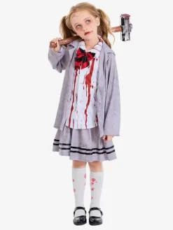 Halloween Kids Halloween Costumes Gray Halloween Set Kid's Polyester Cravat Skirt