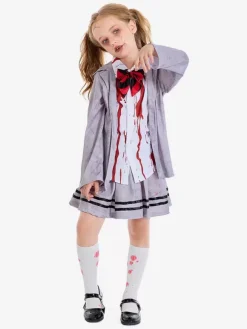 Halloween Kids Halloween Costumes Gray Halloween Set Kid's Polyester Cravat Skirt