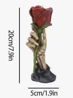 Halloween Resin Candle Holder Creepy Hand Rose Centerpiece Gothic Tabletop Display