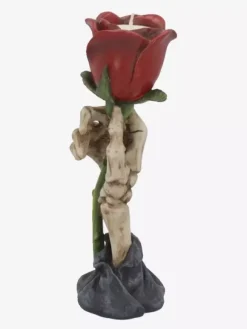 Halloween Resin Candle Holder Creepy Hand Rose Centerpiece Gothic Tabletop Display