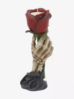 Halloween Resin Candle Holder Creepy Hand Rose Centerpiece Gothic Tabletop Display