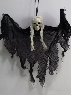 Halloween Scary Decorations White Skull Polyester Fiber Wall Decorations