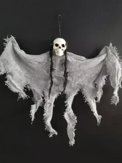 Halloween Scary Decorations White Skull Polyester Fiber Wall Decorations