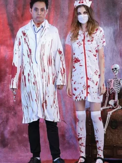 Halloween Scary Zombie Doctor Costume For Adults Bloody Surgeon Outfit