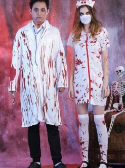 Halloween Scary Zombie Nurse Costume For Adults Bloody Doctor Dress