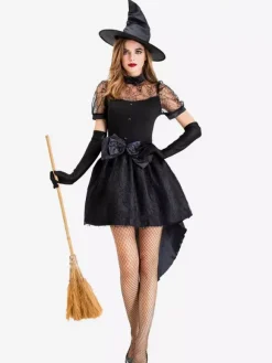 Halloween Sexy Black Witch Costume For Adults Sorceress Dress For Halloween And Stage Performances