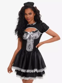 Halloween Sexy Costumes Black Maid Dress Costumes