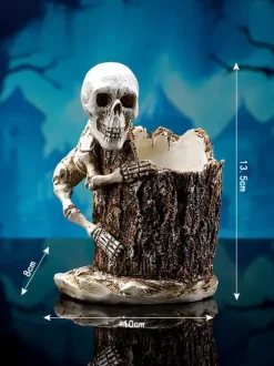 Halloween Skull Pen Holder Resin Desktop Decor