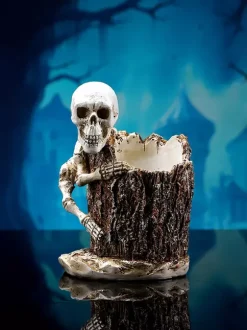 Halloween Skull Pen Holder Resin Desktop Decor